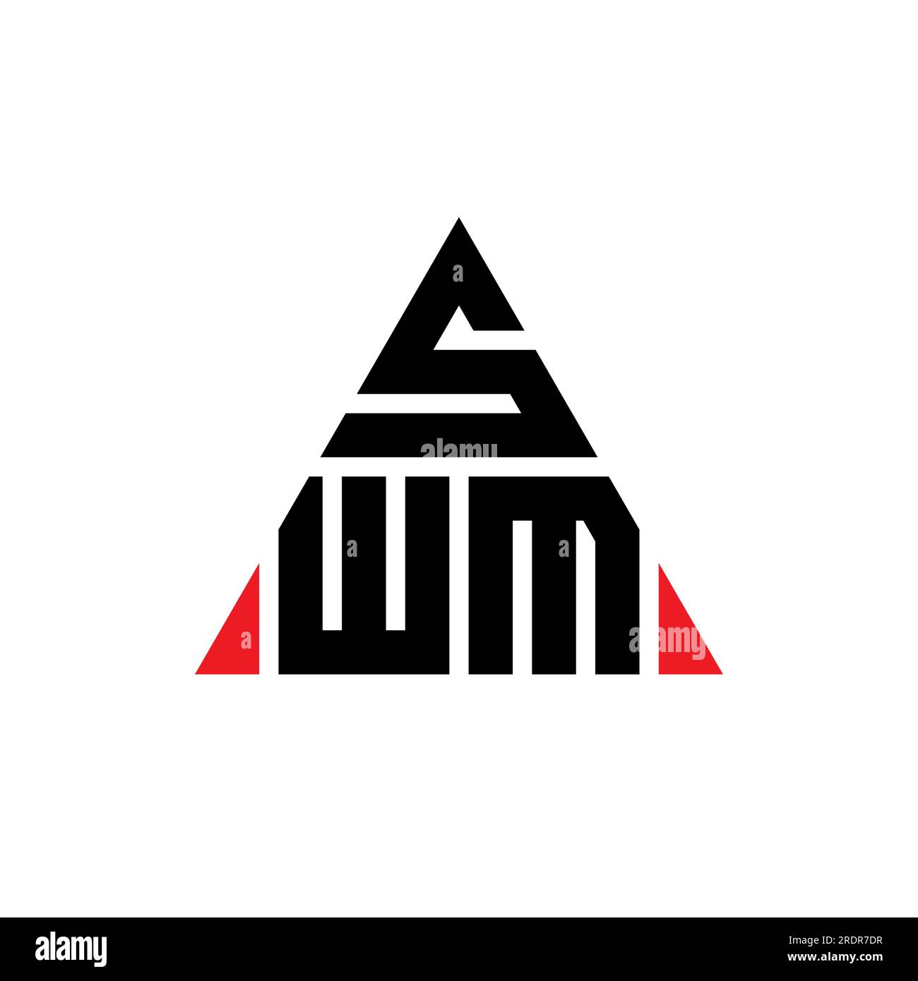 SWM-Logo mit Dreiecksbuchstaben und Dreiecksform. Monogramm mit SWM-Dreieck-Logo. SWM-dreieckige Vektorvorlage mit roter Farbe. SWM Triangul Stock Vektor