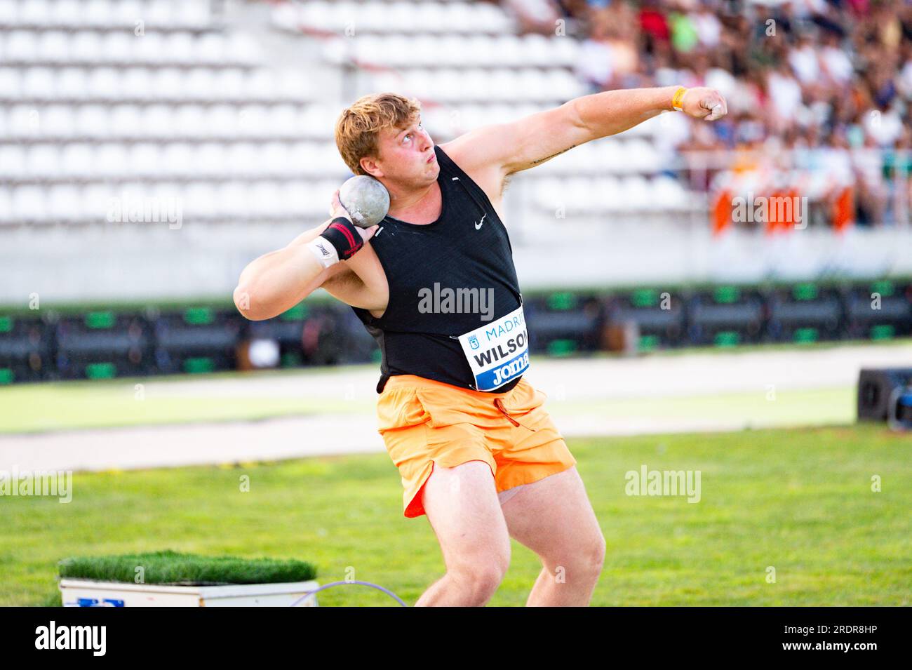 Madrid, Madrid, Spanien. 22. Juli 2023. Jonah WILSON tritt am Samstag, den 22. Juli 2023, beim .WACT/Europe Silver Athletics Meeting in Madrid, Spanien, im Vallehermoso-Stadion an (Kreditbild: © Alberto Gardin/ZUMA Press Wire), NUR REDAKTIONELLE VERWENDUNG! Nicht für den kommerziellen GEBRAUCH! Stockfoto