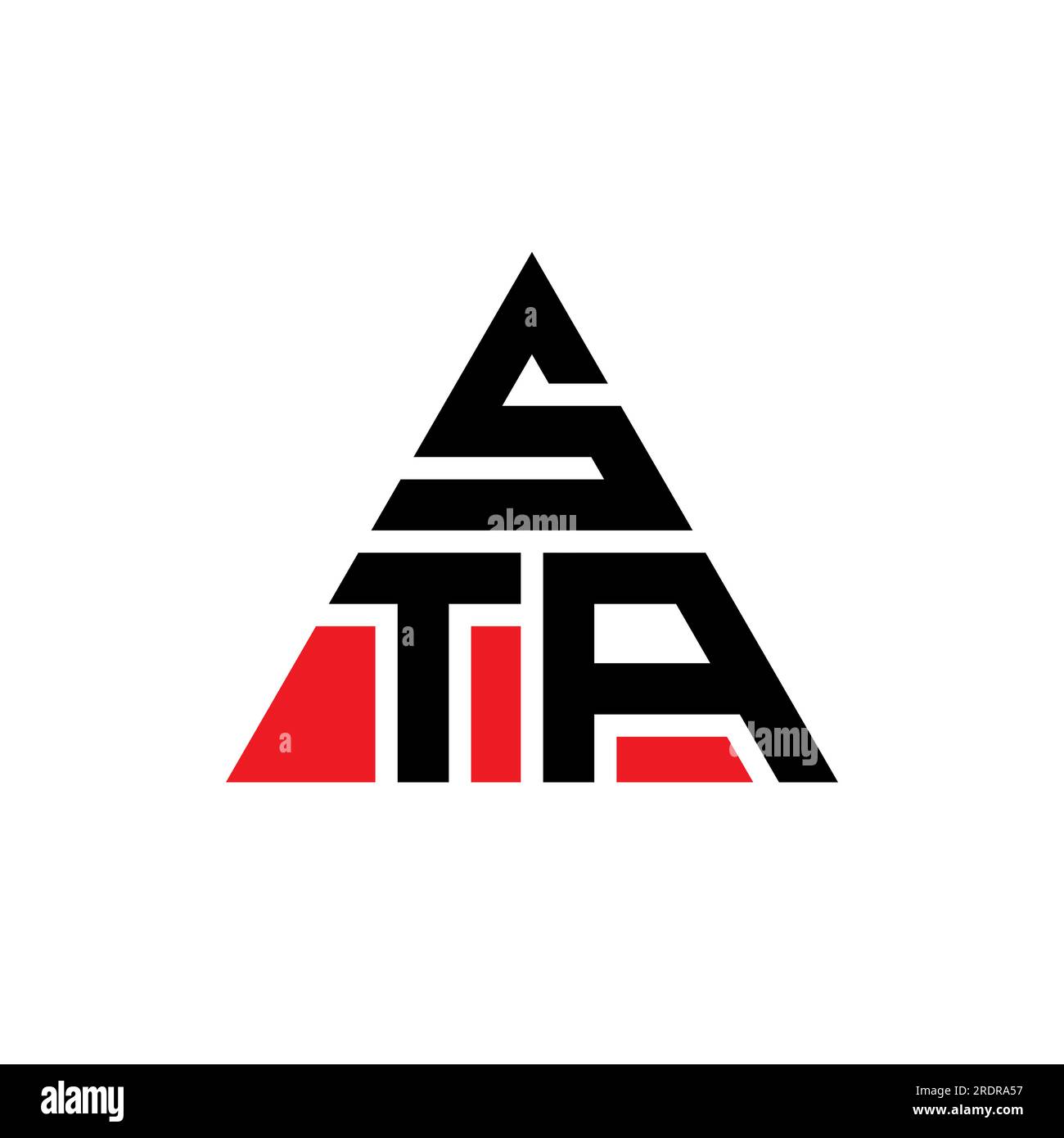 DAS STA-Logo mit dreieckigem Buchstaben hat eine dreieckige Form. MONOGRAMM mit STA-Dreieck-Logo. STA-Dreieck-Vektor-Logo-Vorlage mit roter Farbe. STA triangul Stock Vektor
