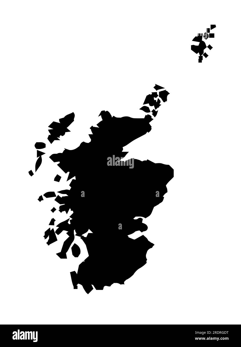 Umrisskarte des britischen Landes Schottland auf weißem Hintergrund Stockfoto