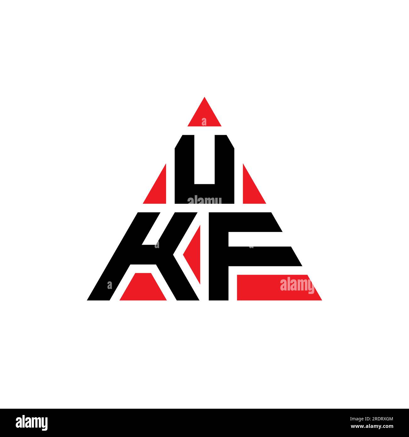 Logo mit UKF-Dreiecksbuchstaben und Dreiecksform. Monogramm mit UKF-Dreieck-Logo. UKF-dreieckige Vektor-Logo-Vorlage mit roter Farbe. UKF-Triangul Stock Vektor