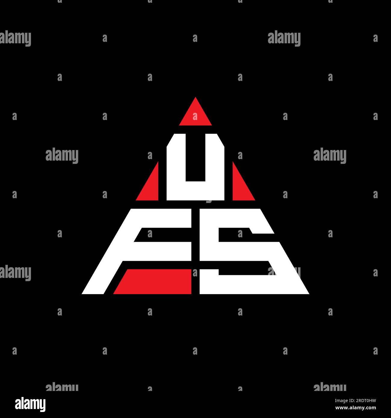 Logo mit UFS-Dreiecksbuchstaben und Dreiecksform. Monogramm mit UFS-Dreieck-Logo. UFS-dreieckige Vektor-Logo-Vorlage mit roter Farbe. UFS Triangul Stock Vektor