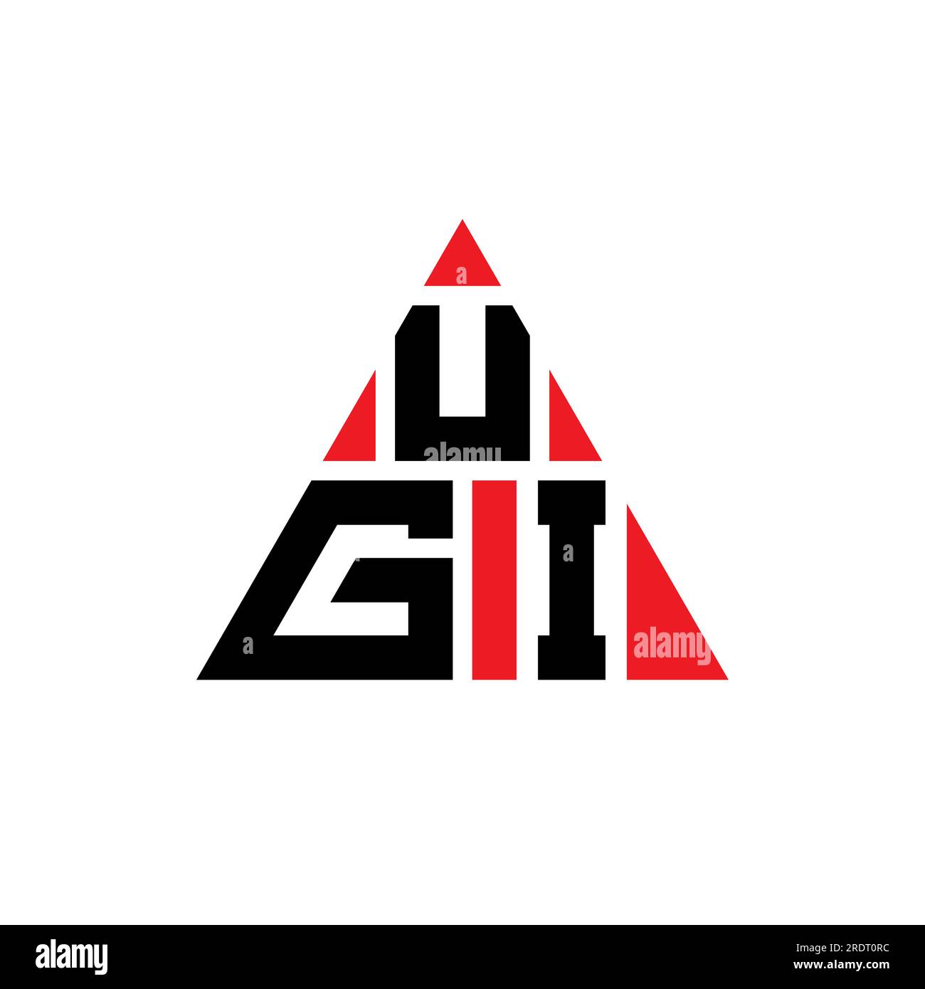 LOGO mit UGI-Dreiecksbuchstaben und Dreiecksform. Monogramm mit UGI-Dreieck-Logo. UGI-Dreieck-Vektor-Logo-Vorlage mit roter Farbe. UGI Triangul Stock Vektor