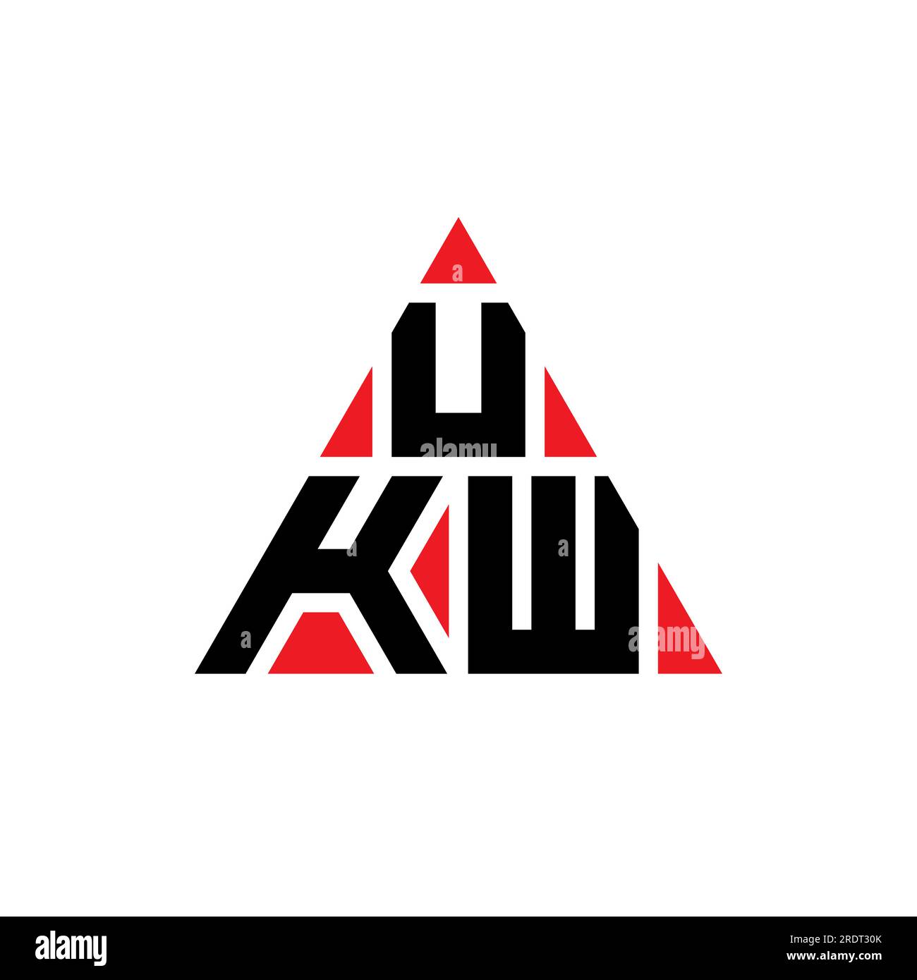 Logo mit UKW-Dreiecksbuchstaben und Dreiecksform. Monogramm mit UKW-Dreieck-Logo. UKW-dreieckige Vektorvorlage mit roter Farbe. UKW-Triangul Stock Vektor