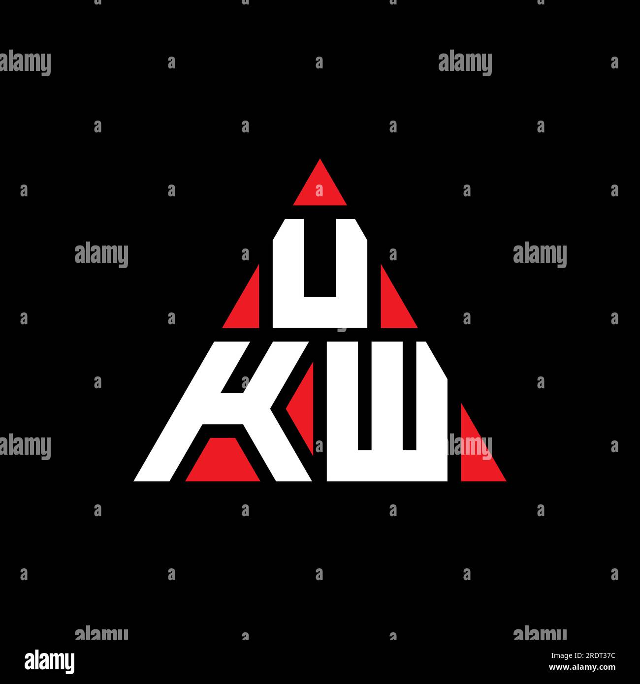 Logo mit UKW-Dreiecksbuchstaben und Dreiecksform. Monogramm mit UKW-Dreieck-Logo. UKW-dreieckige Vektorvorlage mit roter Farbe. UKW-Triangul Stock Vektor