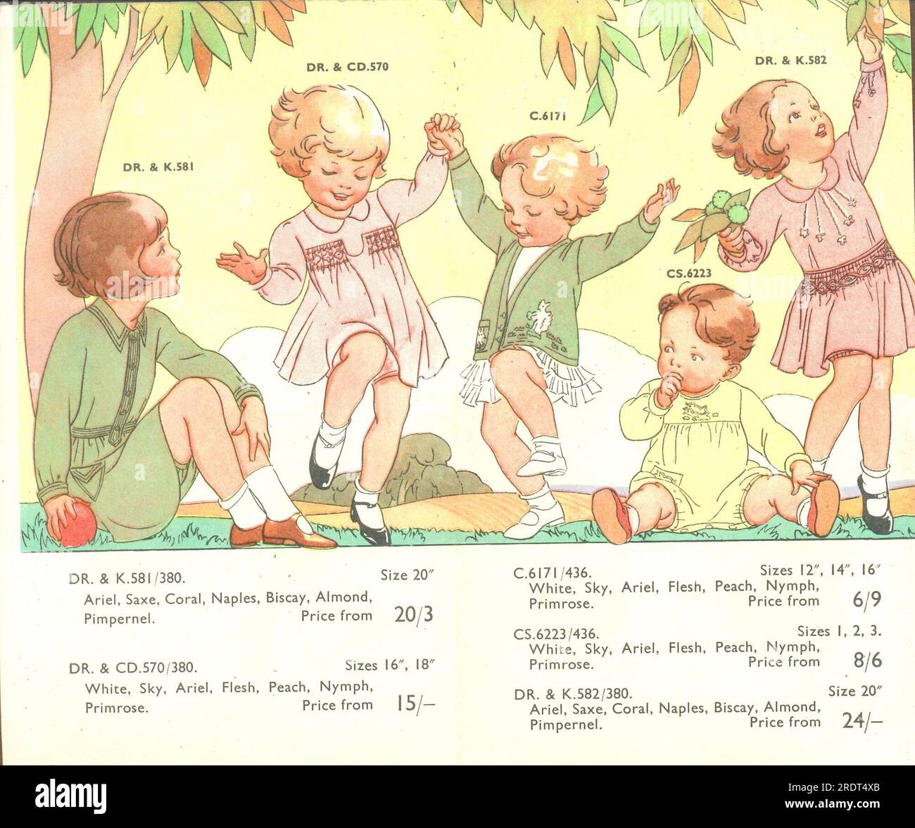 Seite aus Chilprufe Werbebroschüre mit Designs von Lilian Hocknell 1928 Stockfoto