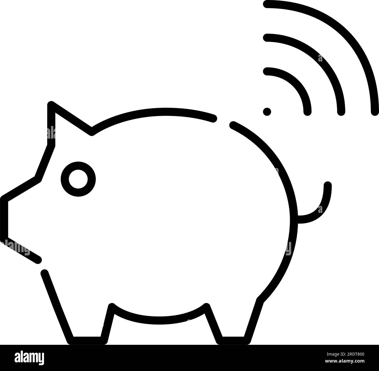 Kluges Sparschwein. E-Wallet- und Sparinstrumente. Pixelgenaue, bearbeitbare Kontur Stock Vektor