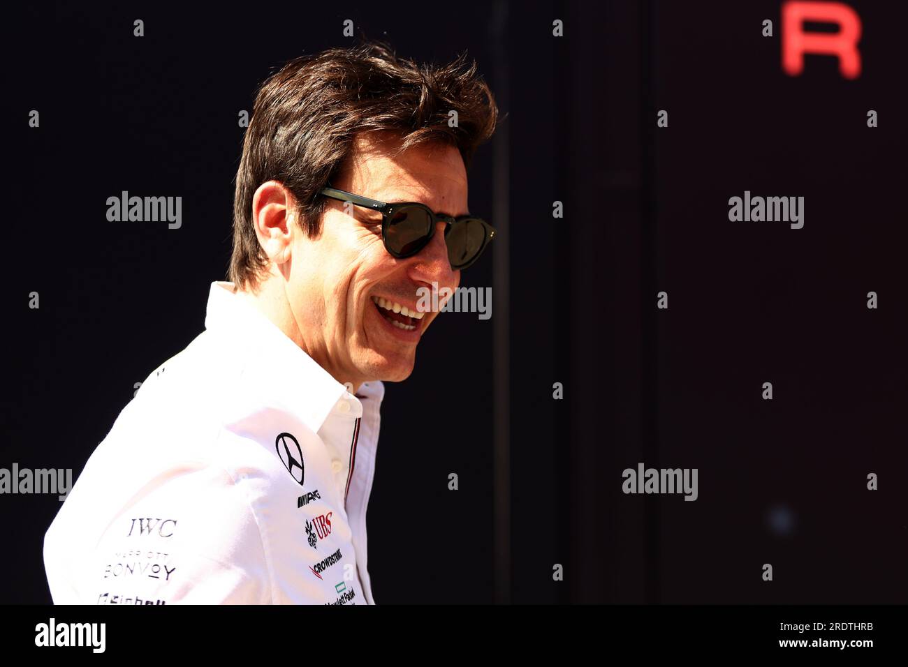 Mogyorod, Ungarn. 23. Juli 2023. Torger Christian Toto Wolff, Teamleiter des Mercedes AMG Petronas F1-Teams in der Koppel vor dem Großen Preis von Ungarn F1 . Kredit: Marco Canoniero/Alamy Live News Stockfoto