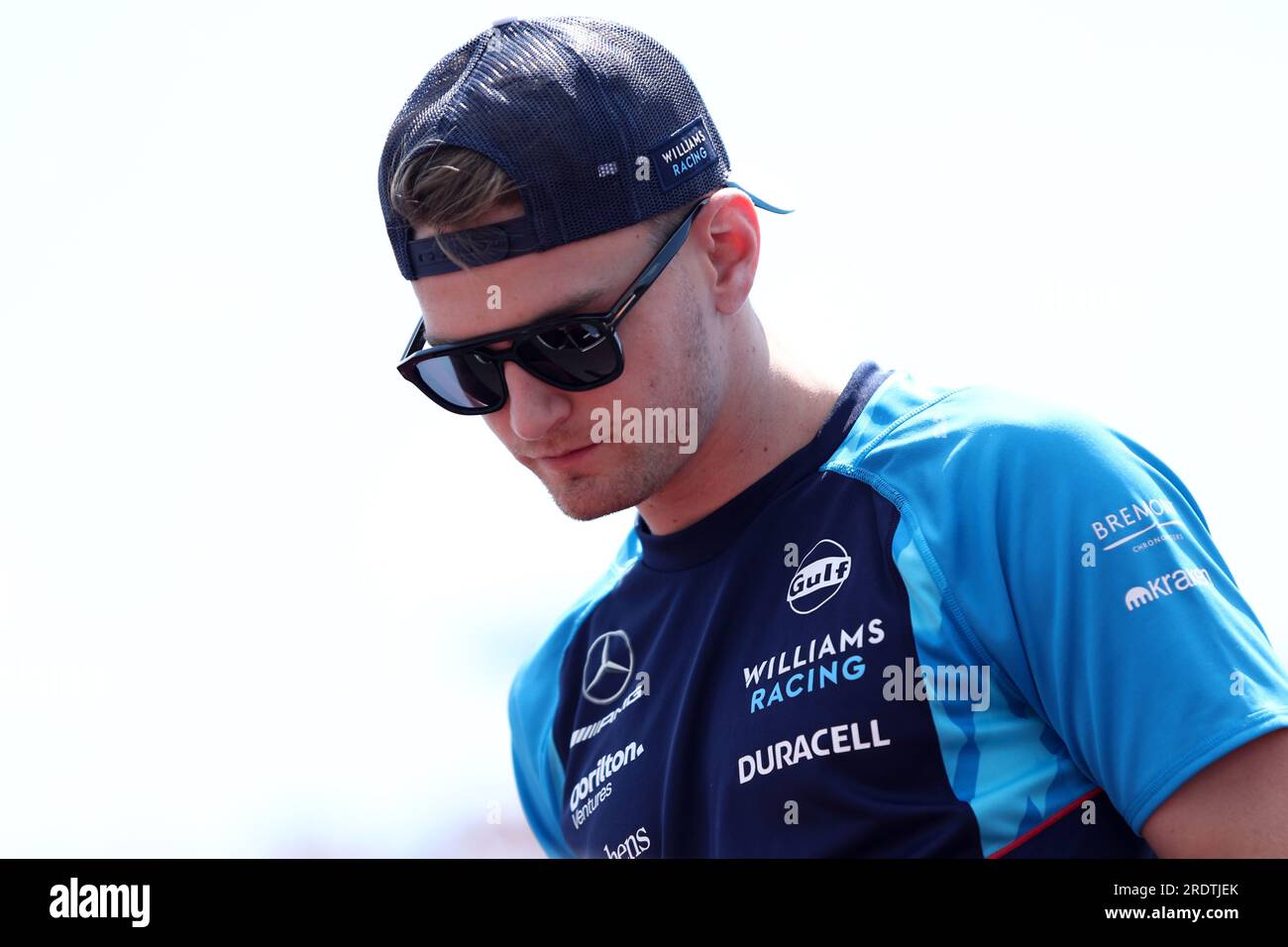 Mogyorod, Ungarn. 23. Juli 2023. Logan Sargeant of Williams Racing während der Fahrerparade vor dem Großen Preis von Ungarn F1 . Kredit: Marco Canoniero/Alamy Live News Stockfoto