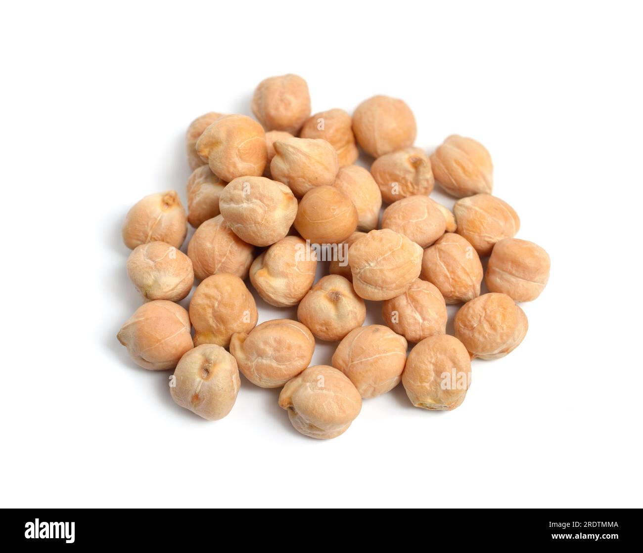 Kichererbse oder Kichererbse oder Bengalgramm, Chhana, Chana, Garbanzo oder Garbanzo-Bohne oder ägyptische Erbse. Isoliert auf weißem Hintergrund. Stockfoto
