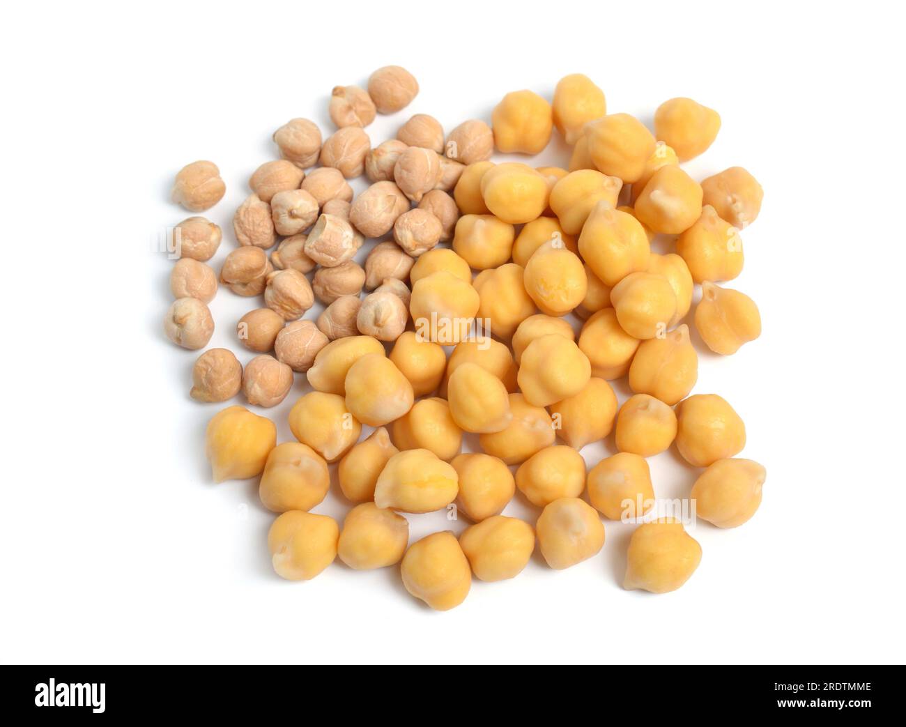 Kichererbse oder Kichererbse oder Bengalgramm, Chhana, Chana, Garbanzo oder Garbanzo-Bohne oder ägyptische Erbse. Isoliert auf weißem Hintergrund. Stockfoto