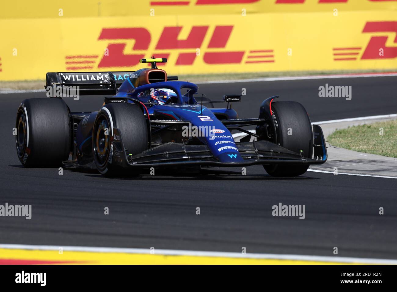 Mogyorod, Ungarn. 23. Juli 2023. Logan Sargeant of Williams Racing auf der Rennstrecke während des Großen Preises von Ungarn F1 bei Hungaroring am 23. Juli 2023 Mogyorod, Ungarn. Kredit: Marco Canoniero/Alamy Live News Stockfoto