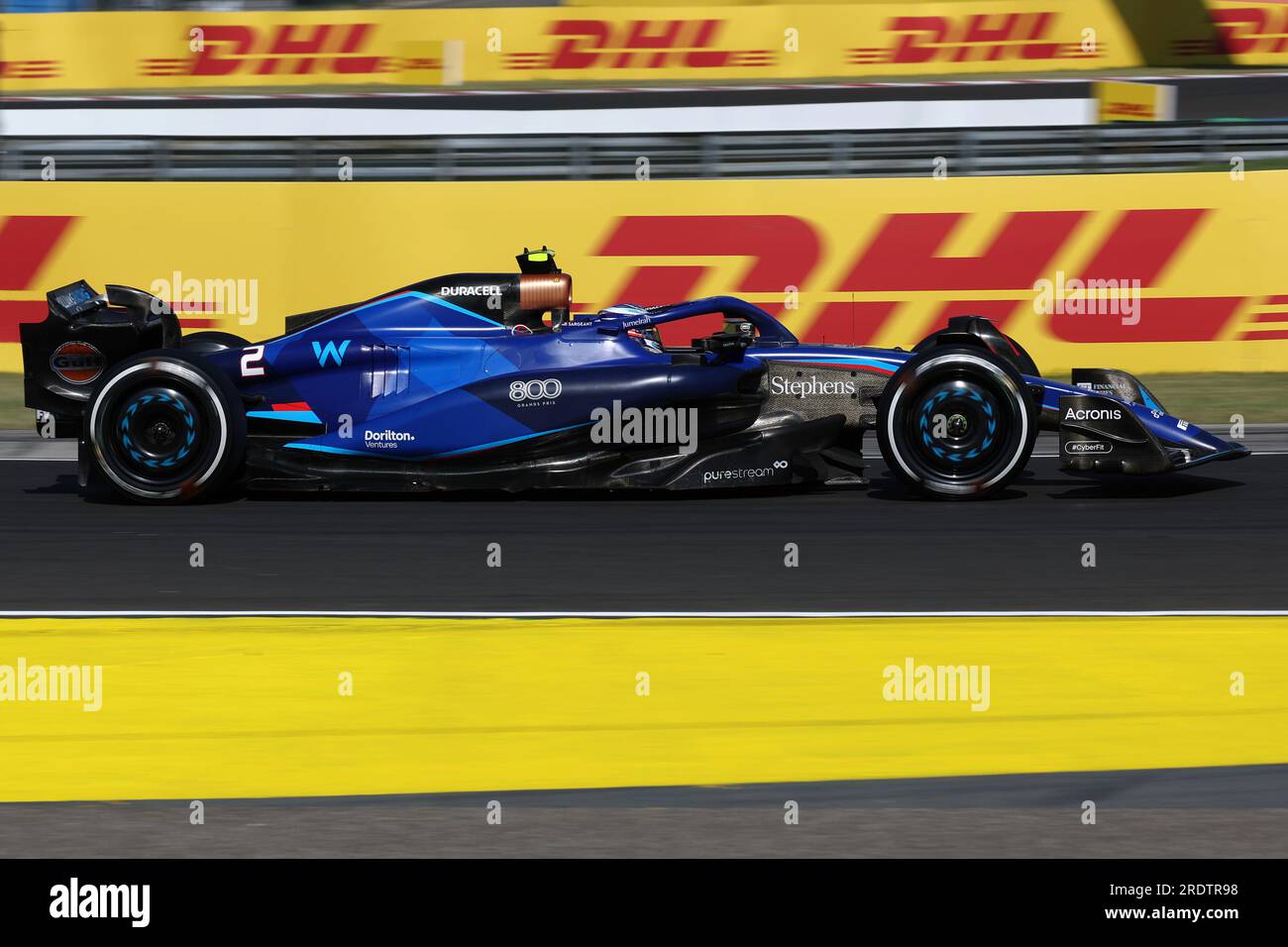 Mogyorod, Ungarn. 23. Juli 2023. Logan Sargeant of Williams Racing auf der Rennstrecke während des Großen Preises von Ungarn F1 bei Hungaroring am 23. Juli 2023 Mogyorod, Ungarn. Kredit: Marco Canoniero/Alamy Live News Stockfoto