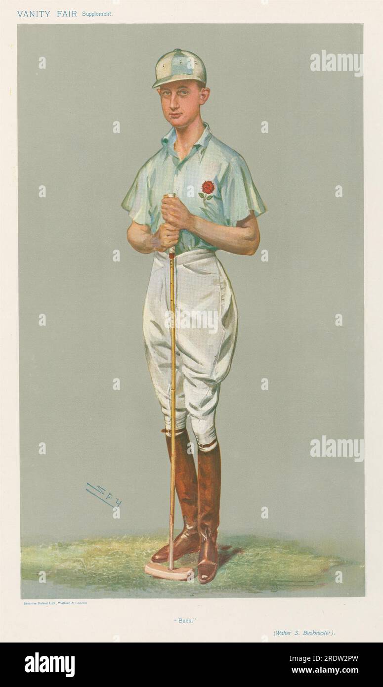 Polo Players - Vanity Fair. „Buck“. Herr Walter S. Buckmaster. 4. September 1907 1907 von Leslie ward Stockfoto