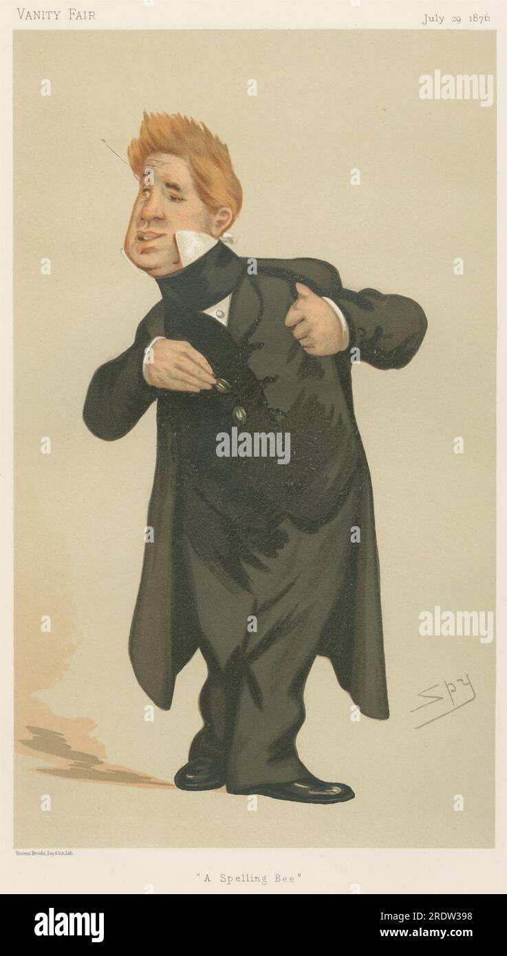 Vanity Fair: Theater; "A Spelling Bee", Mr. John Laurence Toole, 29. Juli 1876 1876 von Leslie ward Stockfoto