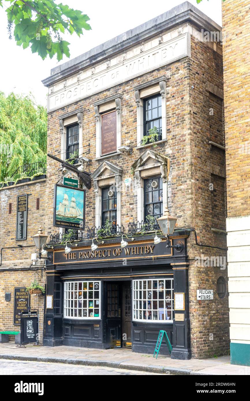 16. Century The Prospect of Whitby Pub, Wapping Wall, Wapping, The London Borough of Tower Hamlets, Greater London, England, Vereinigtes Königreich Stockfoto