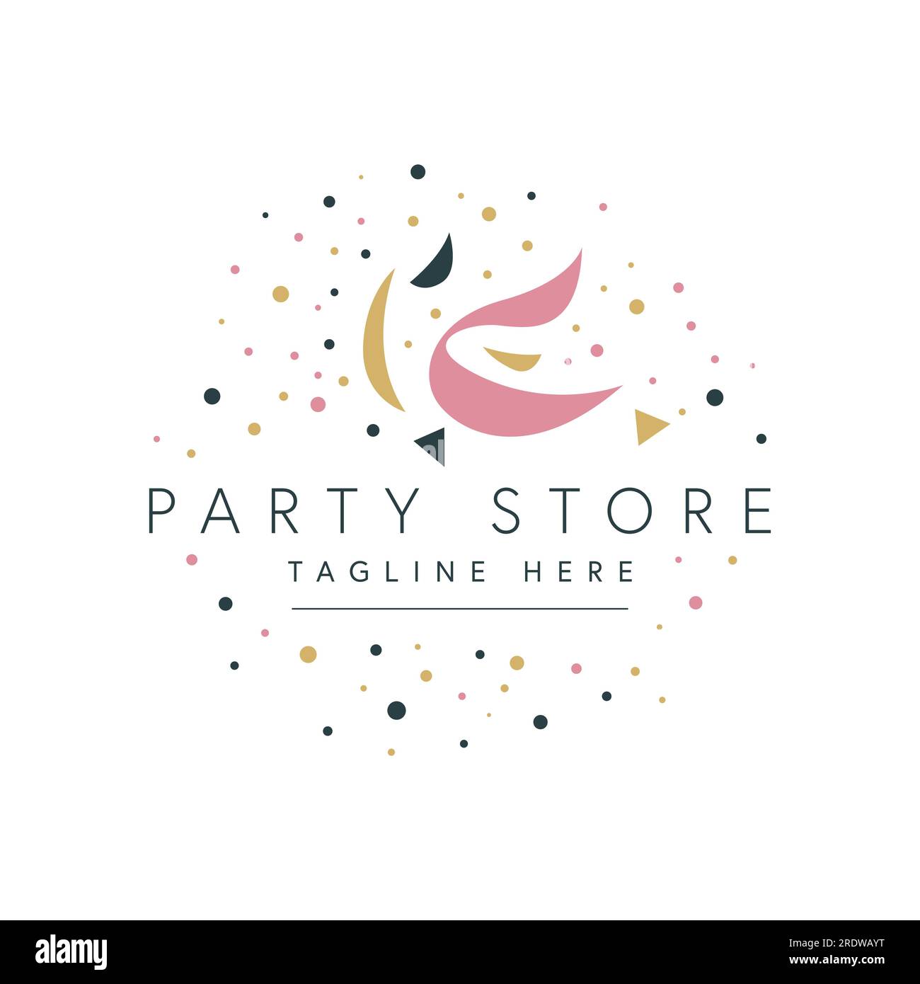 Vektorlogo des Partyshops. Logo-Vorlage für Konfetti Party Store. Stock Vektor