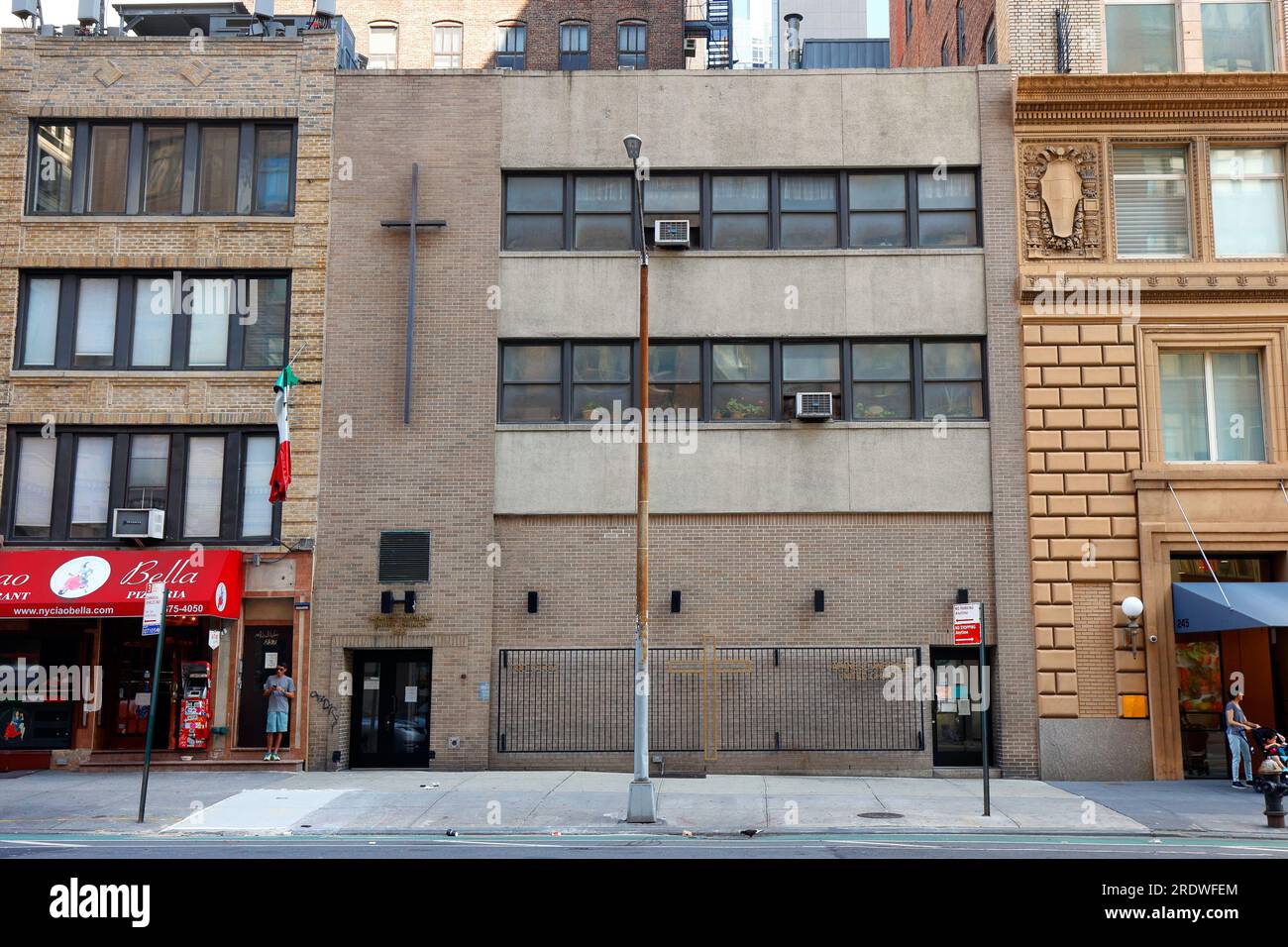 Japanisch-amerikanische United Church 日米合同教会, 255 7. Ave, New York, NYC-Schaufensterfoto einer Kirche in Manhattans Chelsea-Viertel. Stockfoto