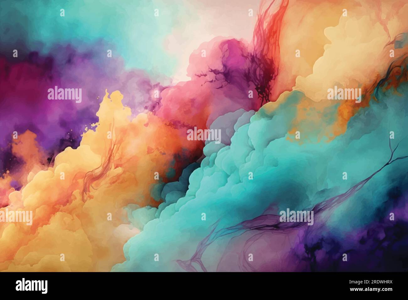 Abstrakter Regenbogenfarbener, wasserfarbener Hintergrund. Stock Vektor