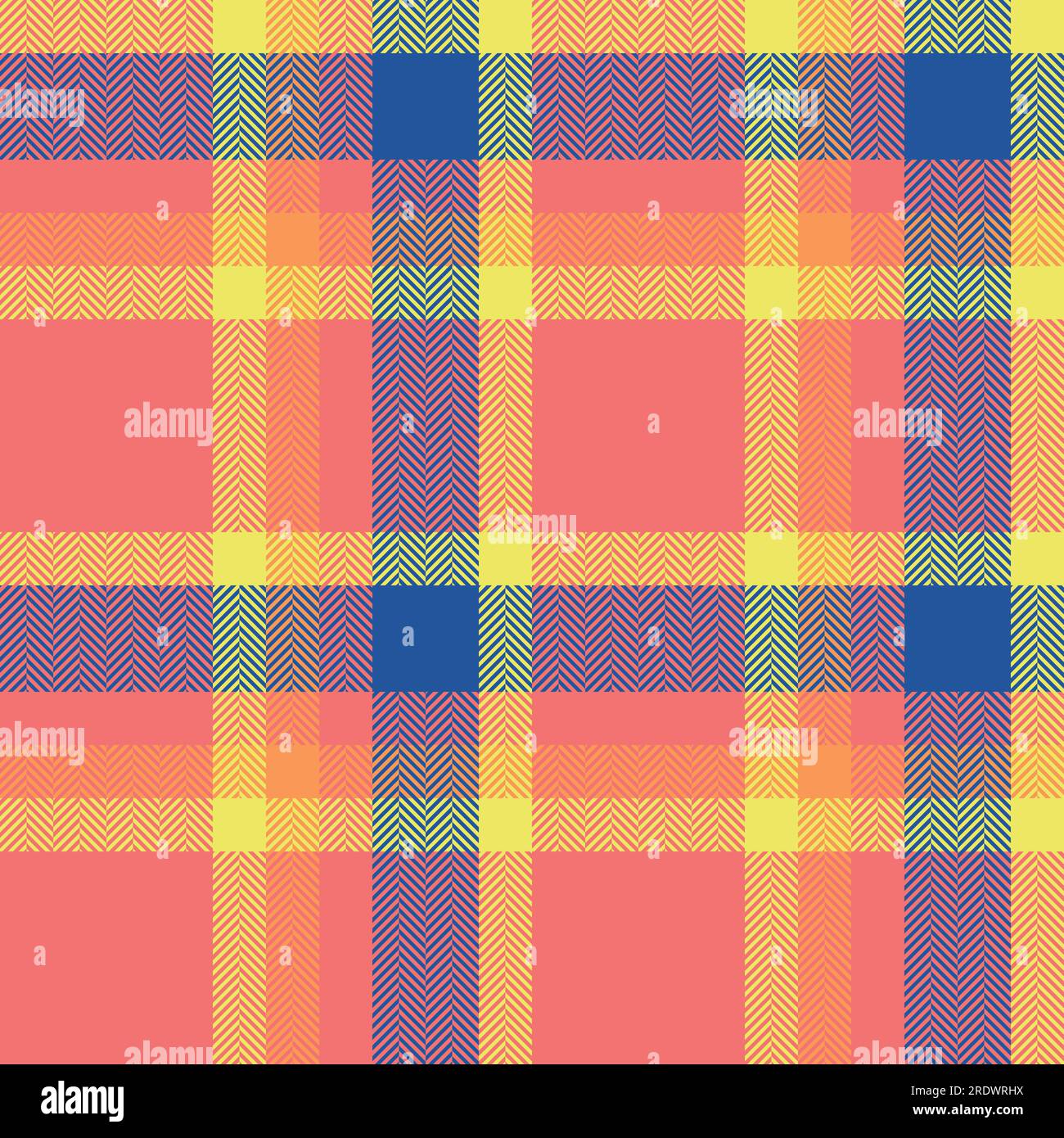 Nahtlose karierte Textur mit gemustertem Schottenhintergrund und kariertem Vektorstoff in Rot und Gelb. Stock Vektor