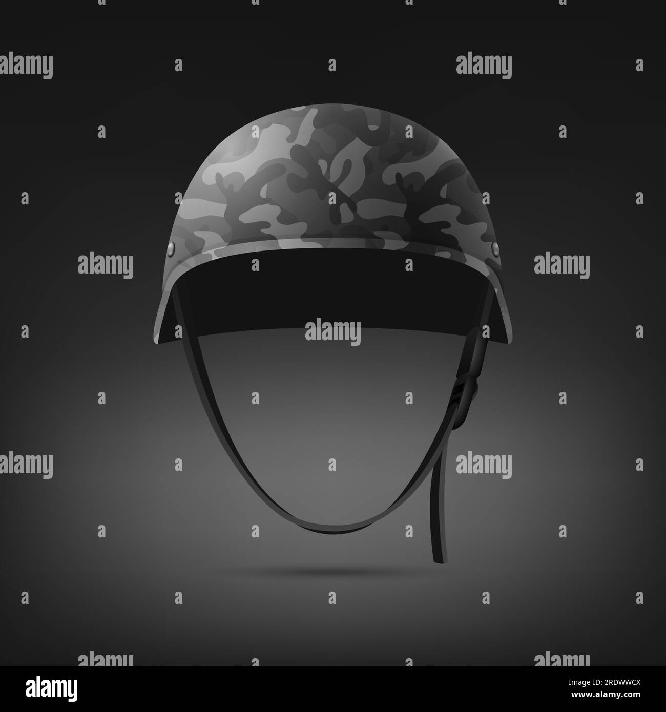 Vector 3D realistischer Militärhelm Nahaufnahme. Helm, Armeesymbol für Verteidigung und Schutz. Designvorlage Für Soldatenhelm Stock Vektor