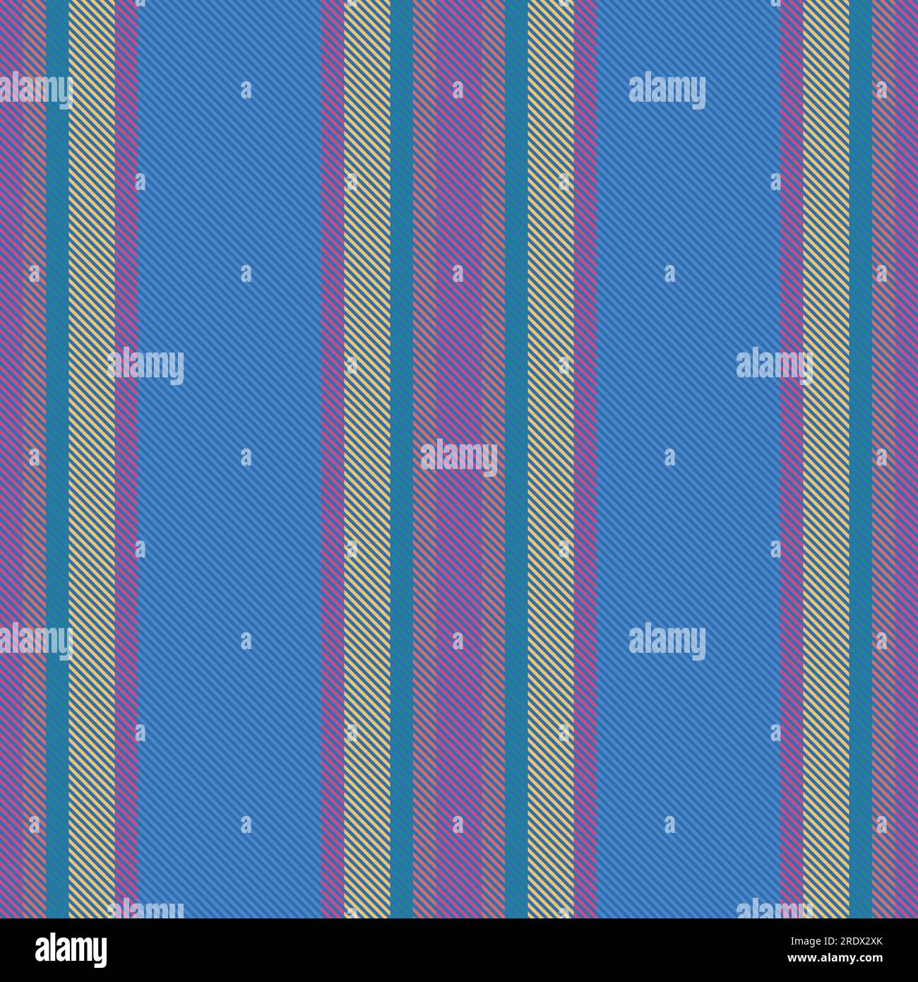 Vertikaler Textilvektor mit gemustertem Hintergrund nahtlos mit Streifenlinien strukturiert Stoff in Blau und Pink. Stock Vektor