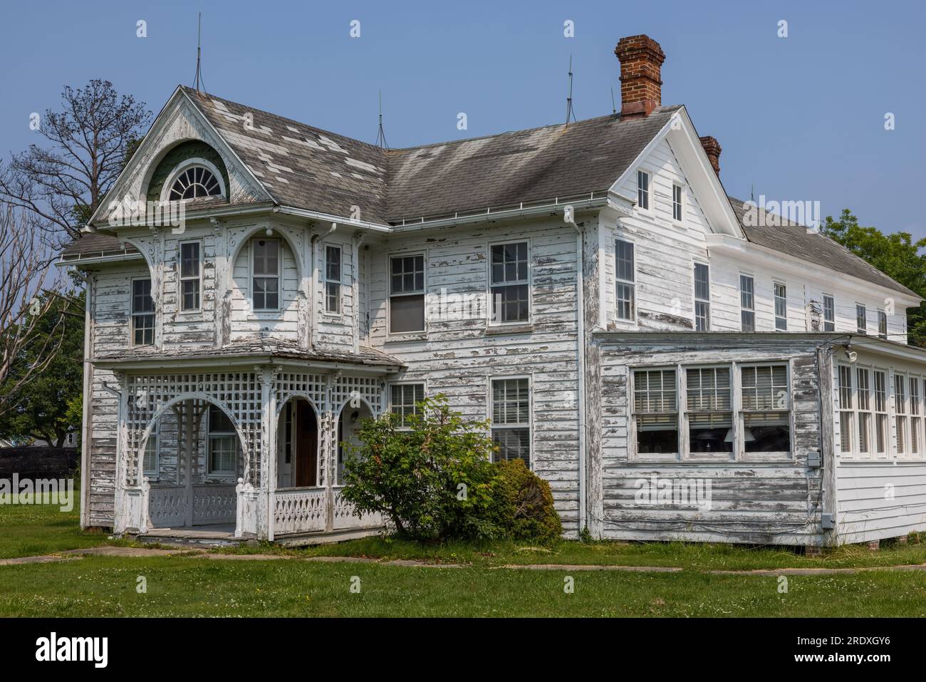 Vernachlässigtes altes Haus an der Ostküste der Chesapeake Bay, Tilghman, Maryland Stockfoto