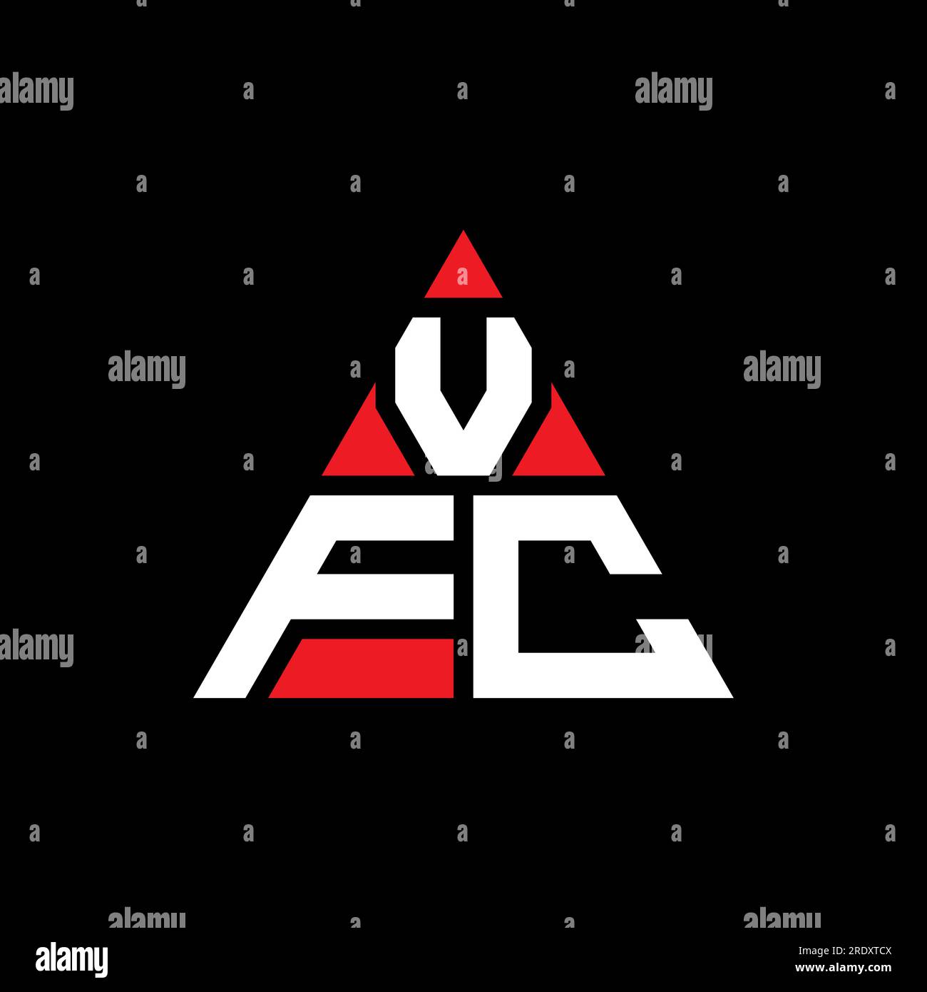 VFC-Logo mit Dreiecksbuchstaben und Dreiecksform. Monogramm mit VFC-Dreieck-Logo. VFC-Dreieck-Vektor-Logo-Vorlage mit roter Farbe. VFC Triangul Stock Vektor