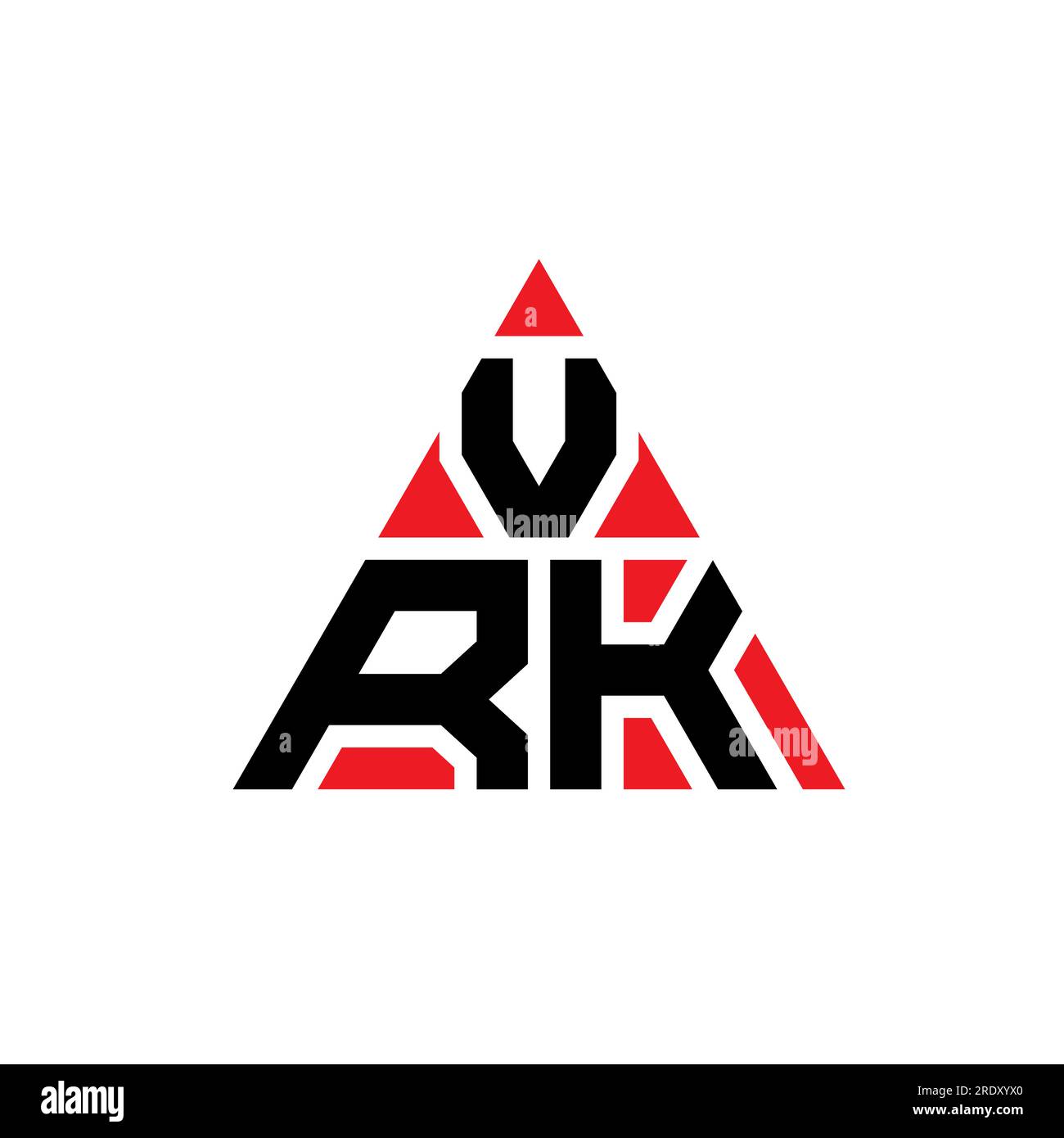 VRK-Logo mit Dreiecksbuchstaben und Dreiecksform. Monogramm mit VRK-Dreieck-Logo. VRK-Dreieck-Vektor-Logo-Vorlage mit roter Farbe. VRK Triangul Stock Vektor