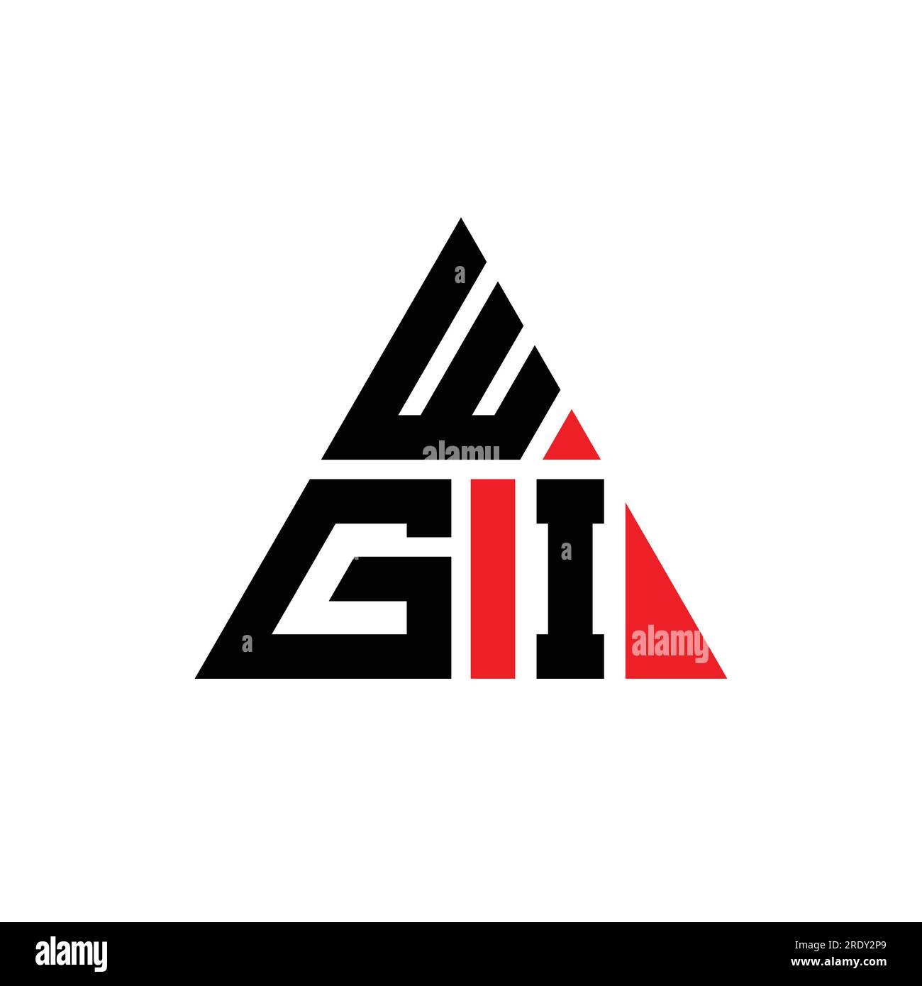 WGI-Logo mit Dreiecksbuchstaben und Dreiecksform. WGI-Dreieck-Logo-Monogramm. WGI-dreieckige Vektorvorlage mit roter Farbe. WGI Triangul Stock Vektor