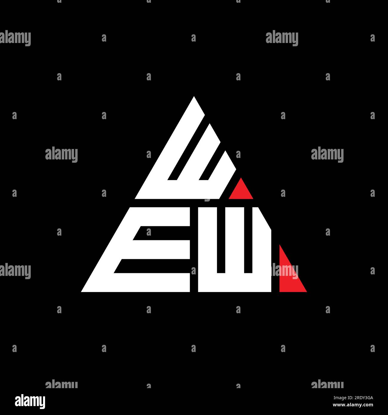 Logo mit DREIECKIGEN Buchstaben in Dreiecksform. Monogramm mit DEM Logo „WEW Triangle“. LOGOVORLAGE „WEW Triangle Vector“ mit roter Farbe. WIR haben Triangul Stock Vektor