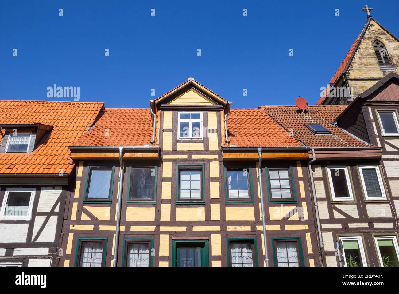 Fassade eines Fachwerkhauses in Helmstedt Stockfoto
