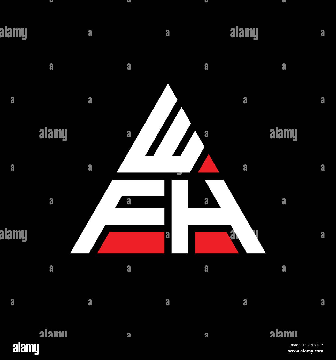 WFH-Logo mit Dreiecksbuchstaben und Dreiecksform. WFH-Dreieck-Logo-Monogramm. WFH-dreieckige Vektor-Logo-Vorlage mit roter Farbe. WFH Triangul Stock Vektor