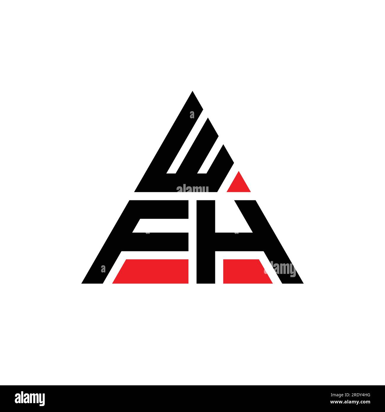WFH-Logo mit Dreiecksbuchstaben und Dreiecksform. WFH-Dreieck-Logo-Monogramm. WFH-dreieckige Vektor-Logo-Vorlage mit roter Farbe. WFH Triangul Stock Vektor