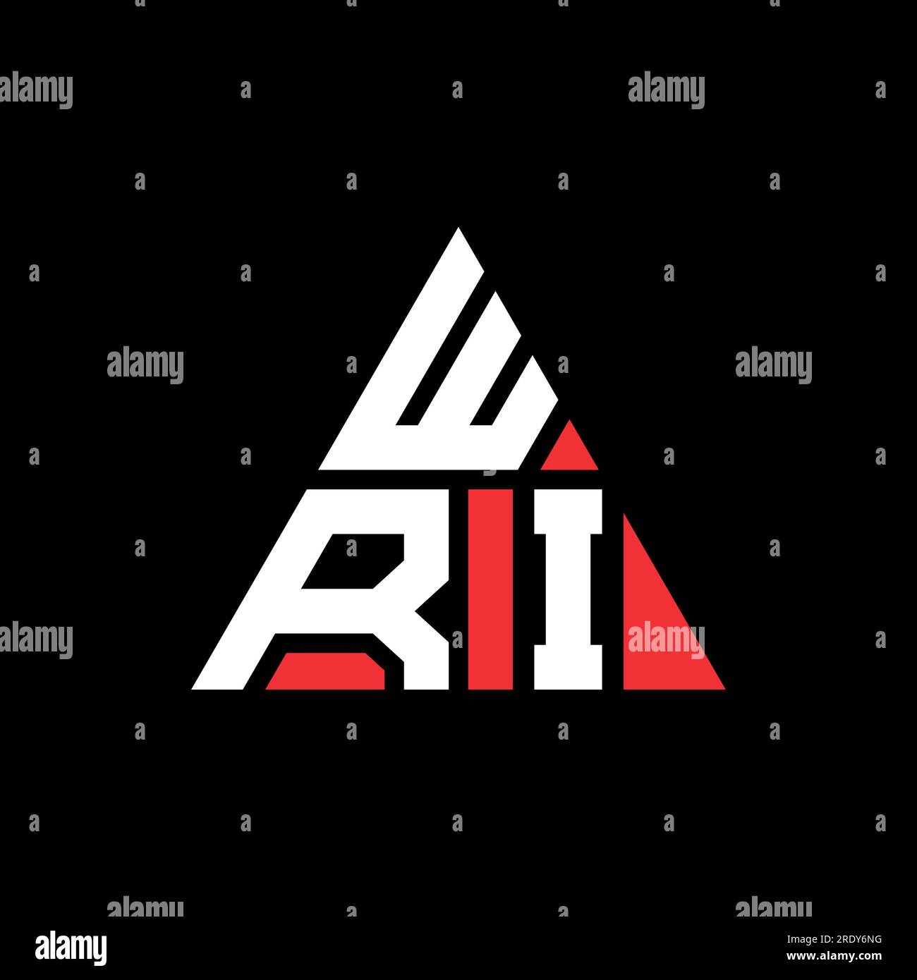 WRI-Logo mit Dreiecksbuchstaben und Dreiecksform. Monogramm mit WRI-Dreieck-Logo. WRI-dreieckige Vektor-Logo-Vorlage mit roter Farbe. WRI Triangul Stock Vektor