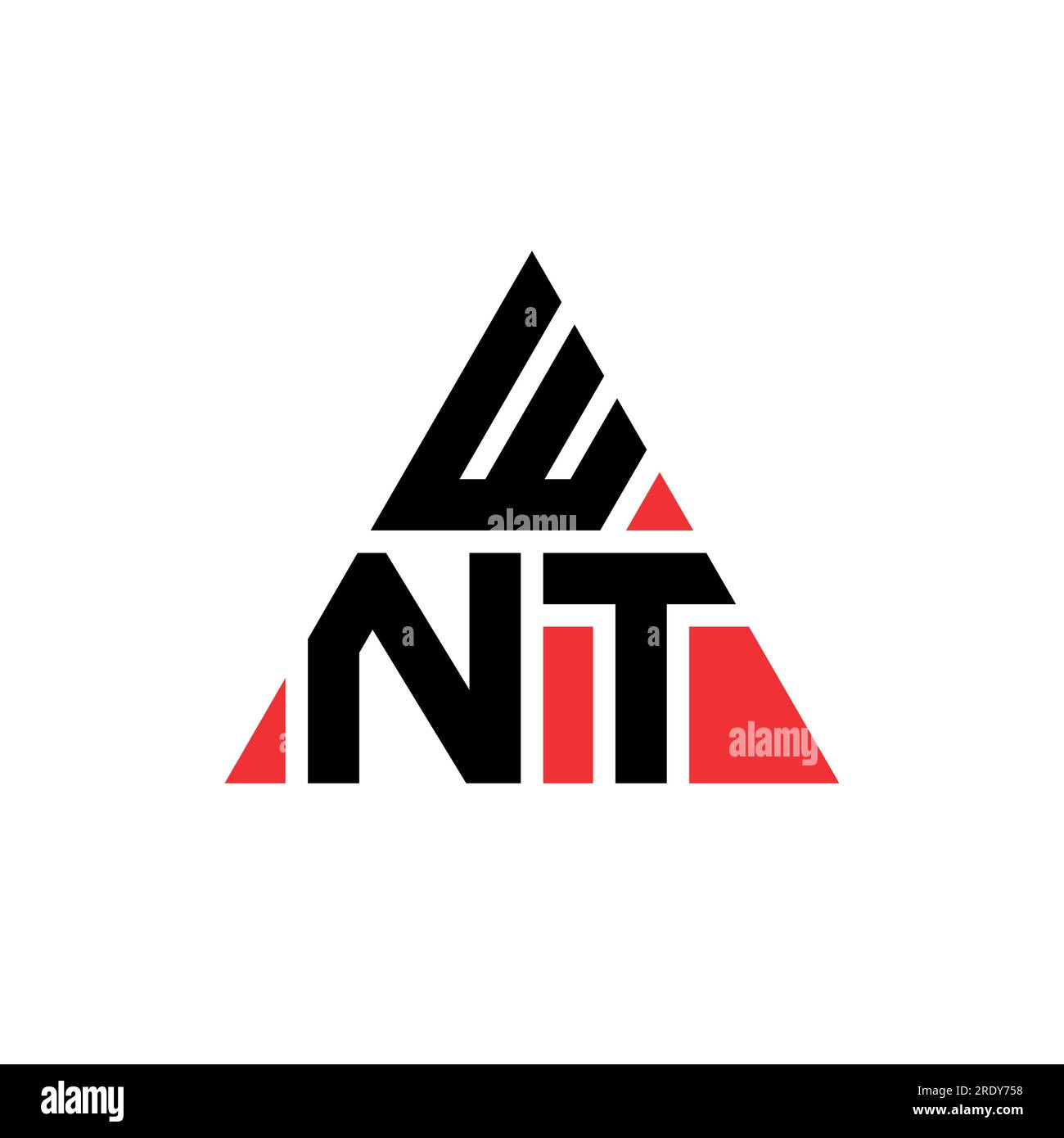 WNT-Logo mit Dreiecksbuchstaben und Dreiecksform. WNT Dreieck Logo Design Monogramm. WNT-dreieckige Vektorvorlage mit roter Farbe. WNT Triangul Stock Vektor