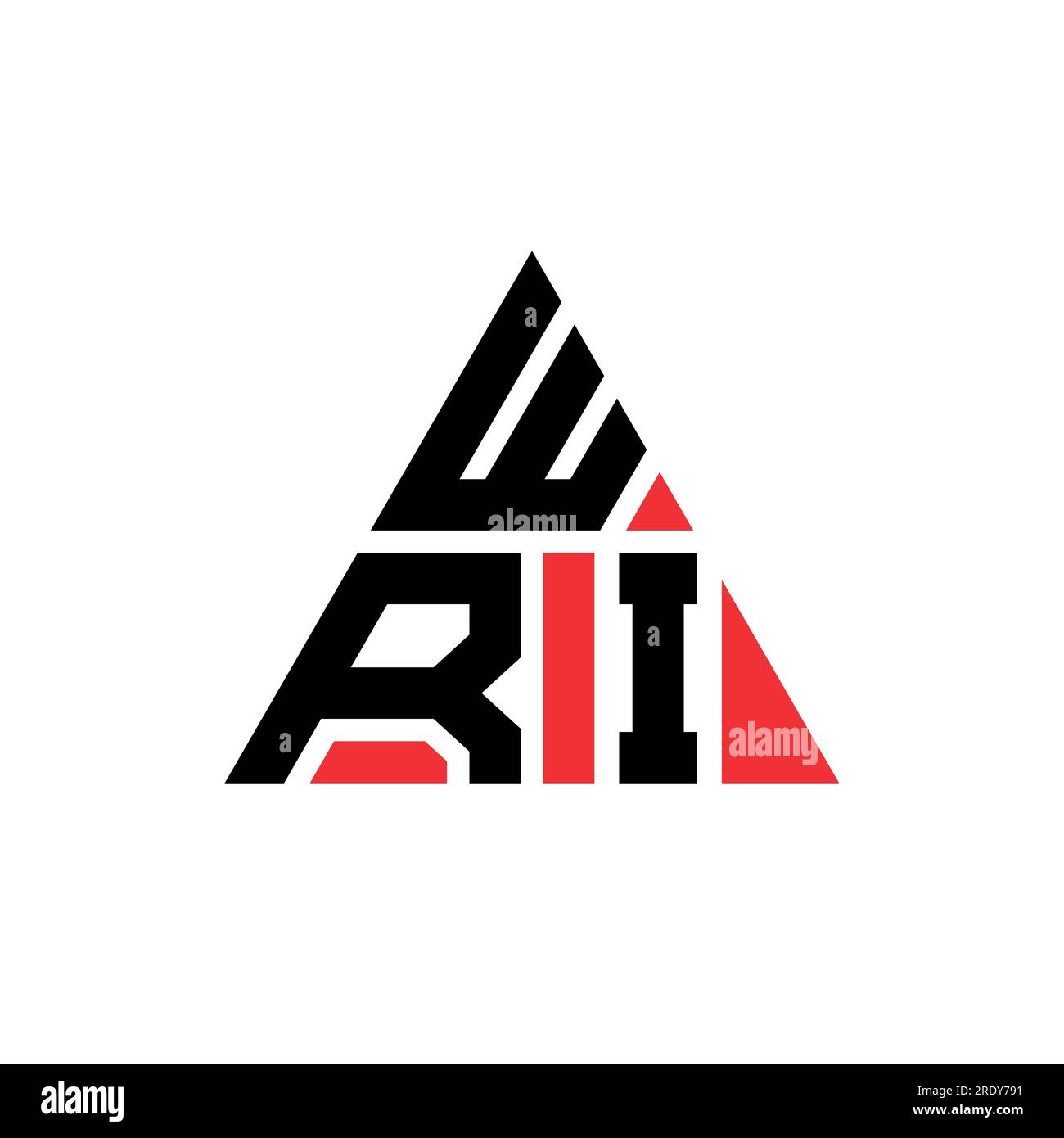 WRI-Logo mit Dreiecksbuchstaben und Dreiecksform. Monogramm mit WRI-Dreieck-Logo. WRI-dreieckige Vektor-Logo-Vorlage mit roter Farbe. WRI Triangul Stock Vektor