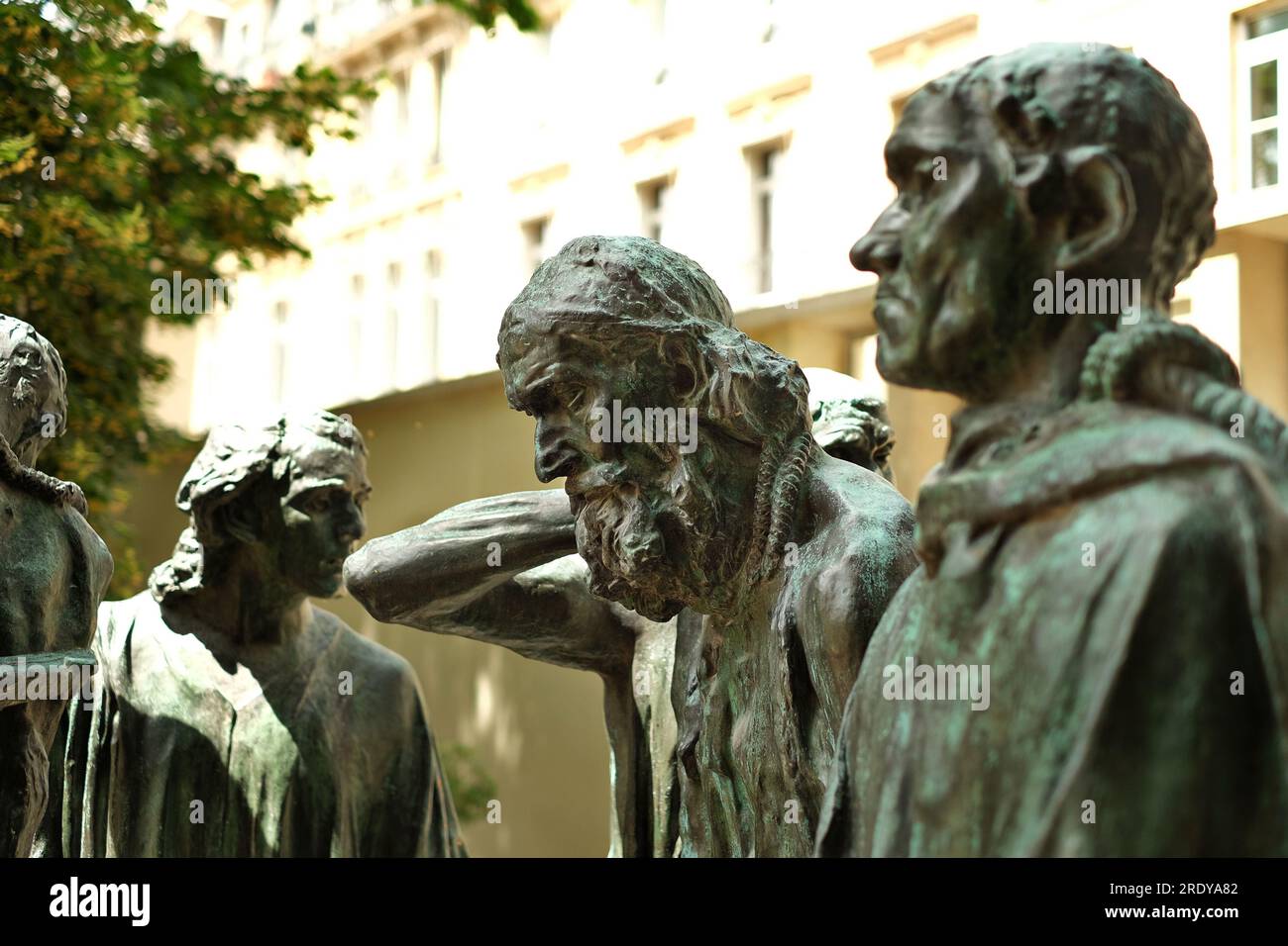 Detail: Skulptur voller Emotionen, der bärtige Eustache de Saint-Pierre und Jean d'Aire, die Bürger von Calais (R) Musée Rodin, Paris, Frankreich Stockfoto