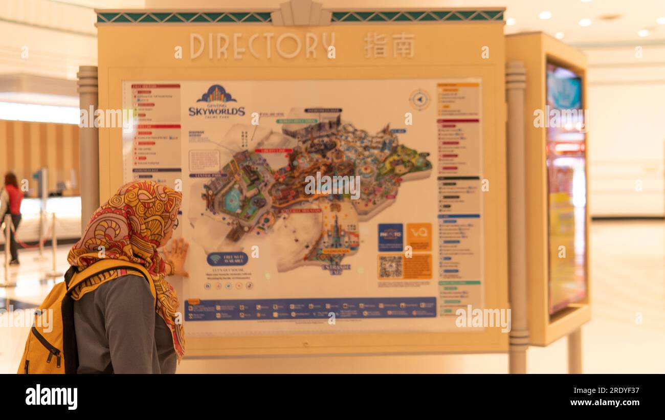 Genting Highlands, Pahang Malaysia, 24. Juli 23 - Selektive Fokussierung innerhalb der First World Plaza auf Genting Highlands. Es ist ein Einkaufszentrum, das Stockfoto