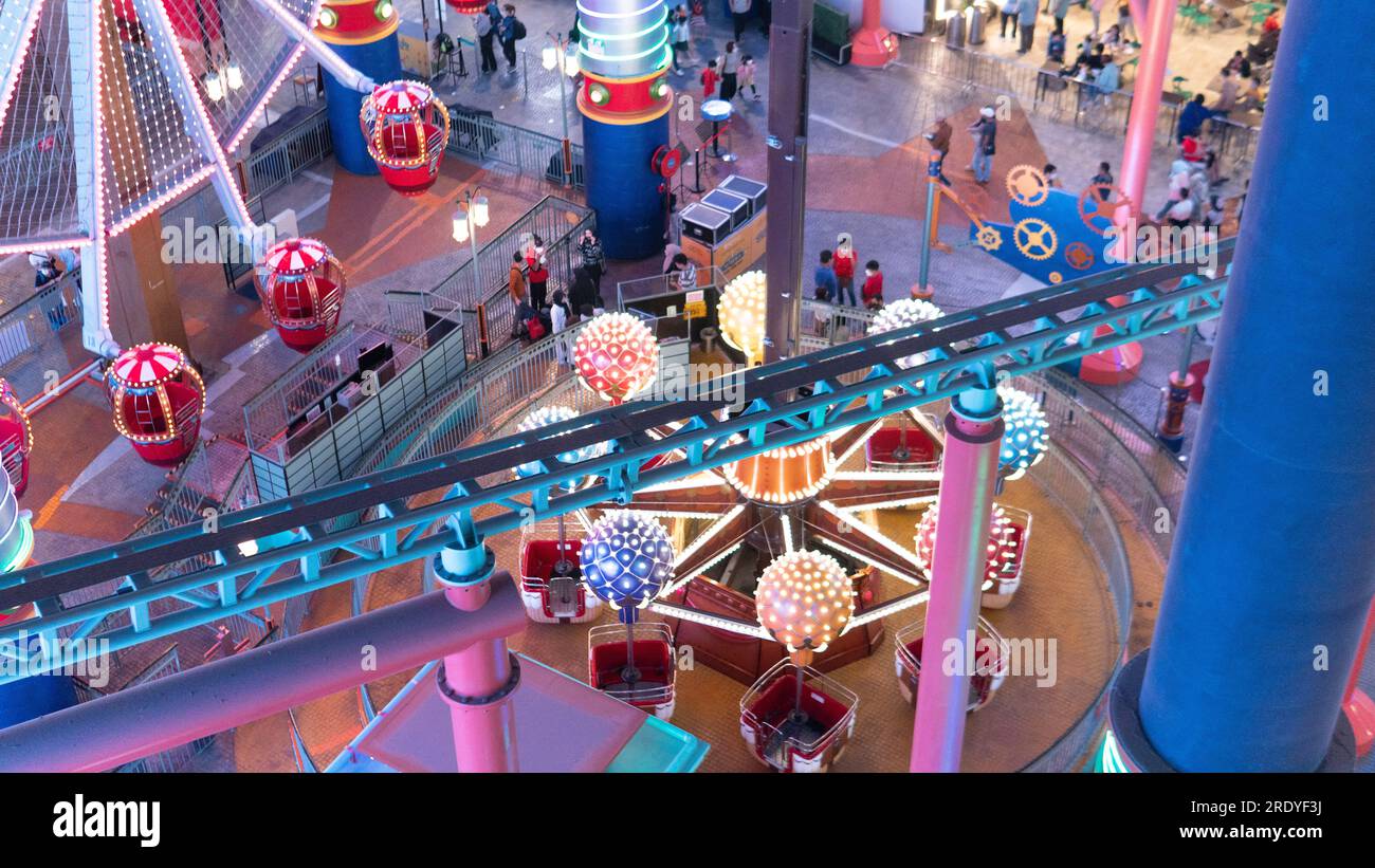 Genting Highlands, Pahang Malaysia, 24. Juli 23 - Selektive Fokussierung innerhalb der First World Plaza auf Genting Highlands. Es ist ein Einkaufszentrum, das Stockfoto