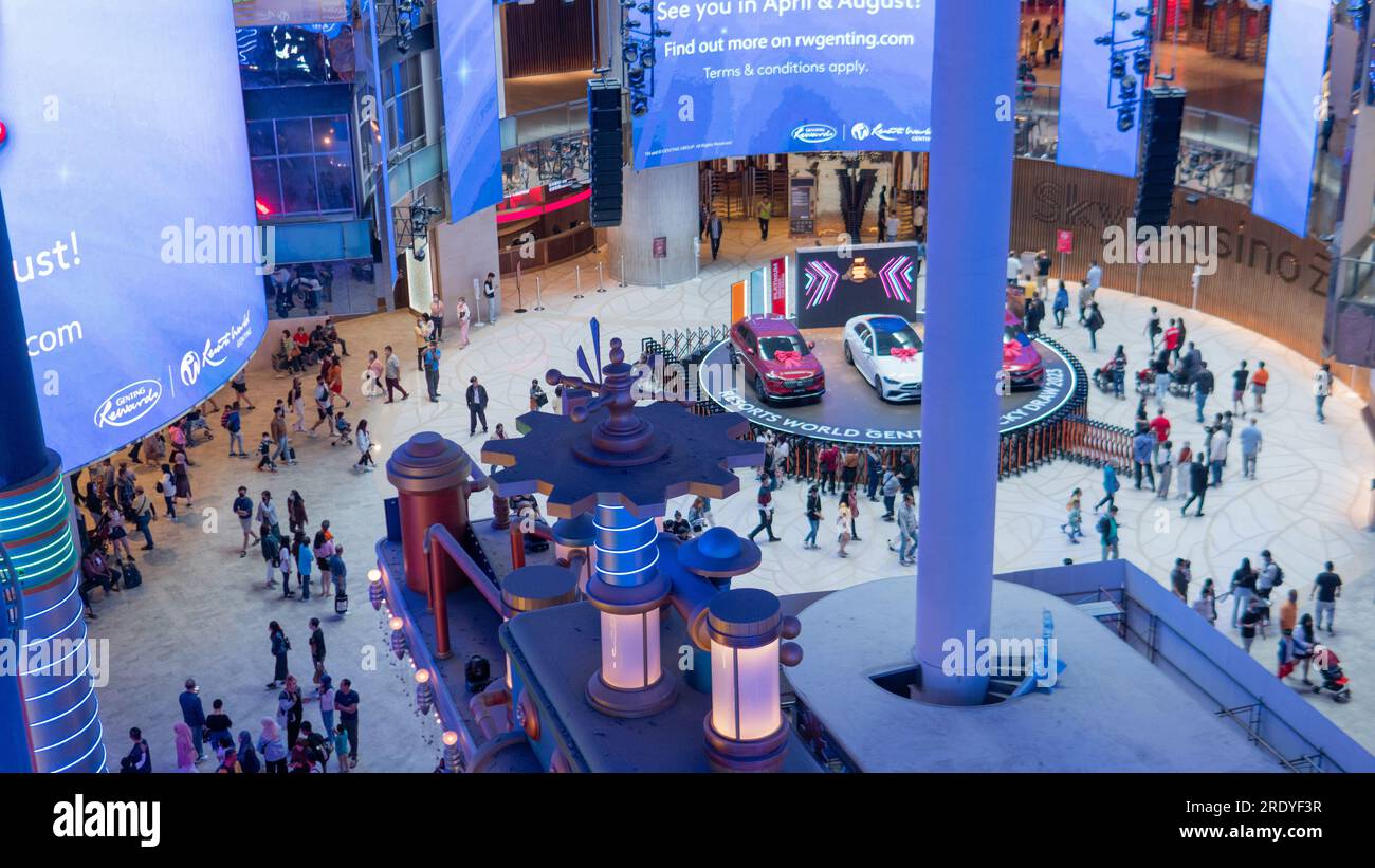 Genting Highlands, Pahang Malaysia, 24. Juli 23 - Selektive Fokussierung innerhalb der First World Plaza auf Genting Highlands. Es ist ein Einkaufszentrum, das Stockfoto