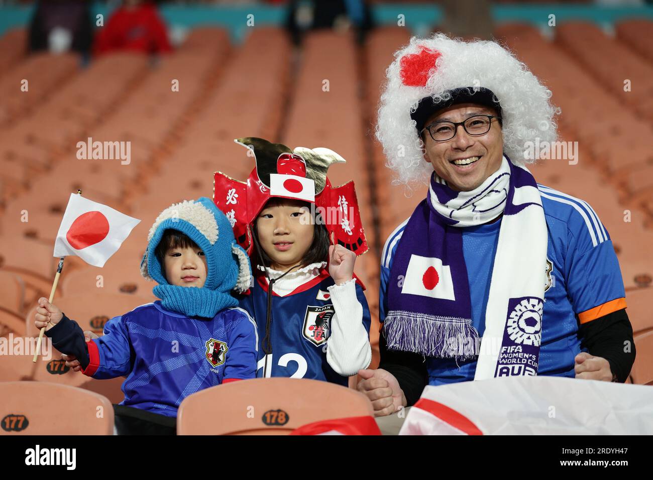 Hamilton, Neuseeland. 22. Juli 2023. Japan Supporters, 22. Juli 2023 - Fußball/Fußball : Japan Supporters posieren vor dem FIFA Womens World Cup Australien & Neuseeland 2023 Group C Match zwischen Japan und Sambia im Waikato Stadium in Hamilton, Neuseeland. Kredit: AFLO/Alamy Live News Stockfoto
