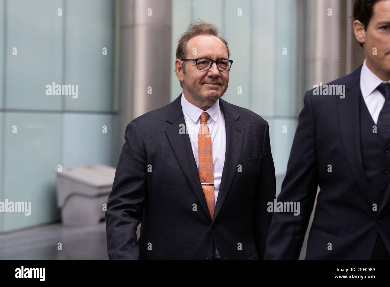 Am 24. Juli 2023 kommt der Schauspieler Kevin Spacey am Southwark Crown Court in London an. Stockfoto