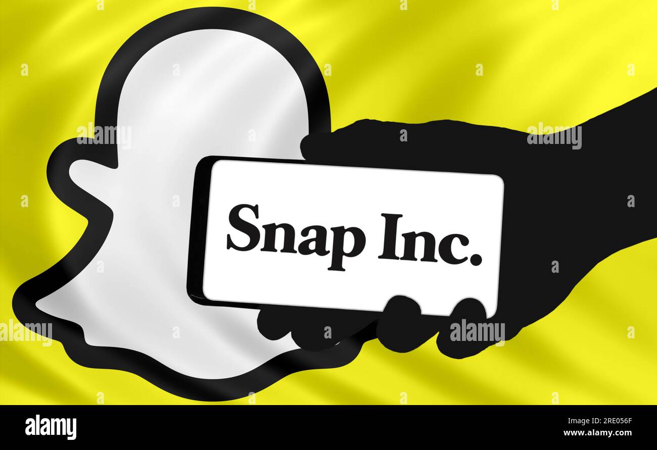 Snap Company mit Snapchat Logo im Hintergrund Stockfoto