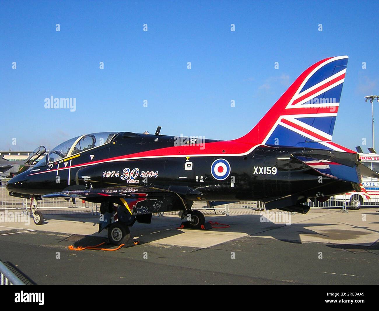 Hawker Siddeley Hawk T1A XX159, BAE Hawk, Jet-Trainer-Flugzeug im Sonderprogramm zur Erinnerung an 30 Jahre Dienst von einem Typ der Royal Air Force Stockfoto