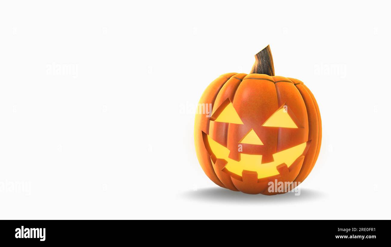 Fröhlicher, gruseliger Kürbis zu halloween, isoliert auf weißem Hintergrund Stockfoto