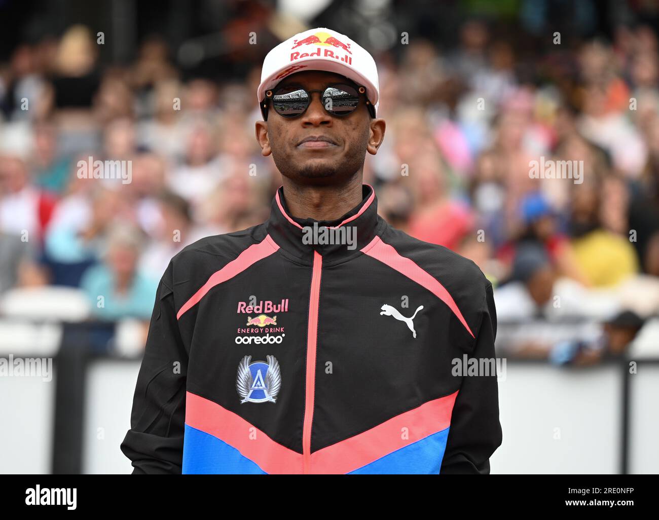 London, England. 23. Juli 2023. Mutaz Essa Barshim von Katar während des Männer-High-Jump bei der London Diamond League. Kredit: Nigel Bramley/Alamy Live News Stockfoto