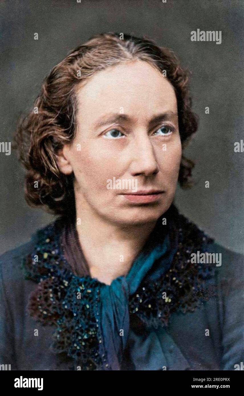 Louise Michel vers 1870 (1833-1905), revolutionäre anarchiste Francaise - Louise Michel (1833-1905). Französisches revolutionäres, digital farbiges Bild Stockfoto