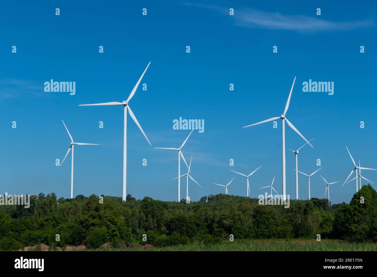 Windkraftanlage, Windenergie, Nachhaltige Energie. Nakhon Ratchasima, Thailand. Stockfoto