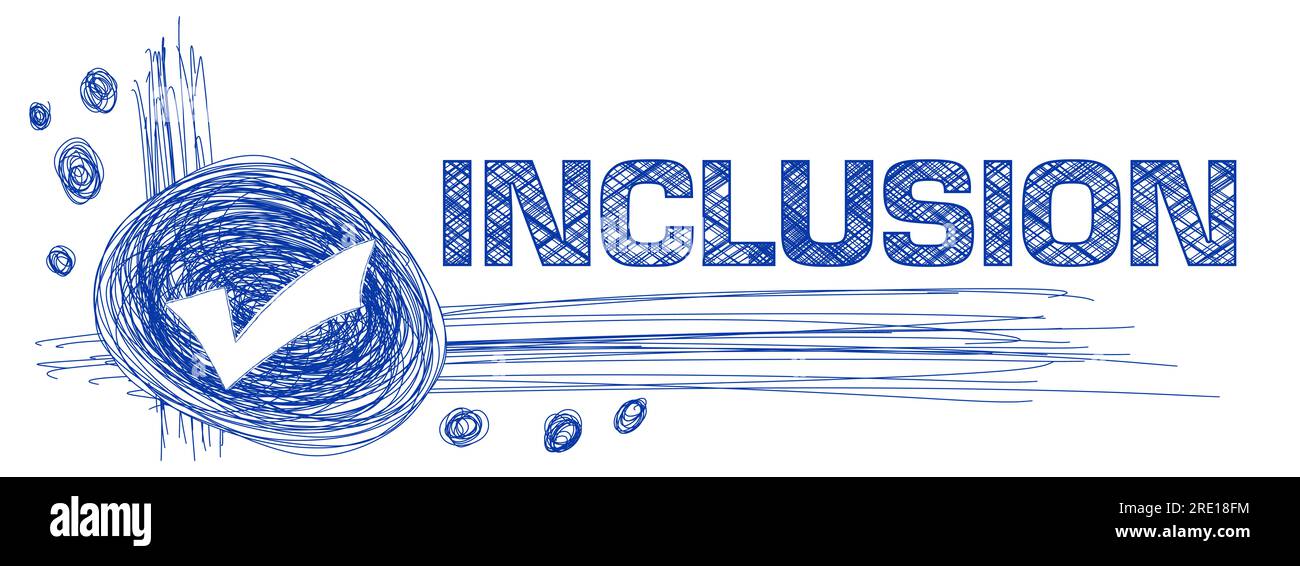 Inclusion Blauer Kugelschreiber Markierung Scribble Texture Text Stockfoto